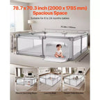 Parc pour bébé VEVOR, très grand parc de 78,7 x 70,3, parc pour bébé intérieur/extérieur, centre d'activités de sécurité sans espace, 50 balles de l'océan, gris
