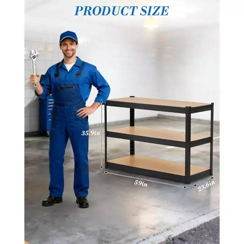 Étagère métallique robuste à 3 niveaux, rayonnage de rangement réglable pour garage, capacité de 900 kg pour garage, entrepôt, sous-sol