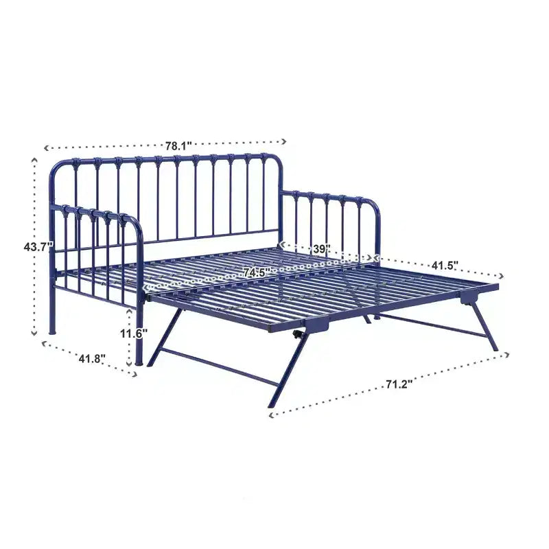Lit de repos Yorkshire avec lit gigogne relevable – Bleu marine – iNSPIRE Q