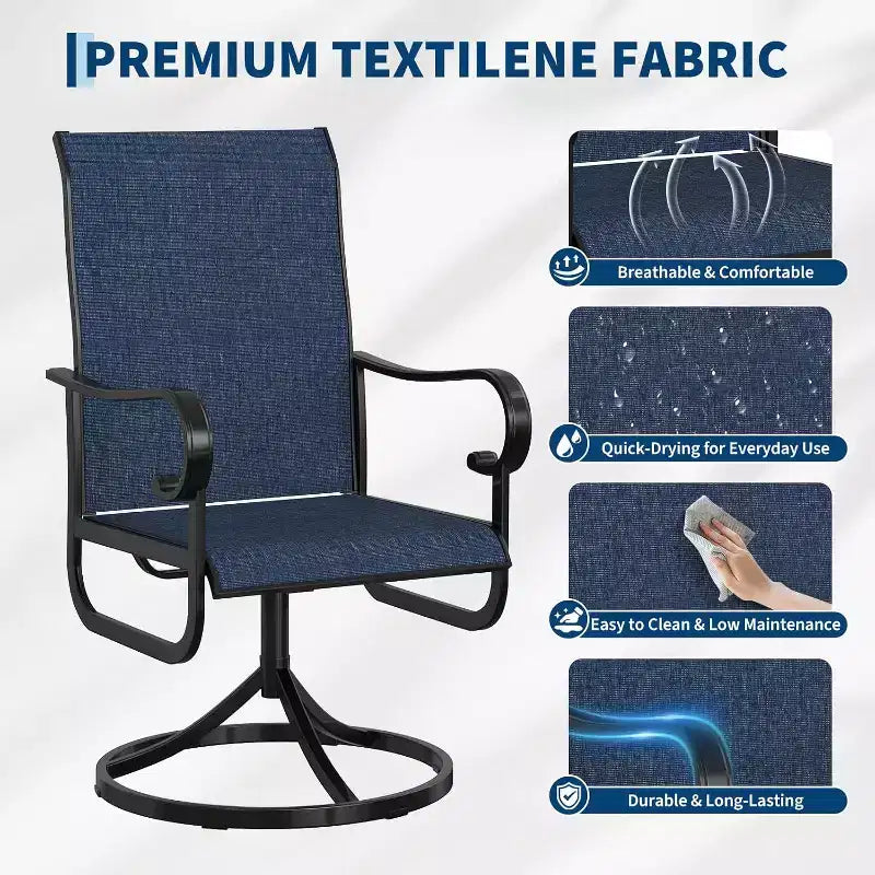 Lot de 2 chaises de patio pivotantes à 360°, fauteuils à bascule d'extérieur pour salle à manger, avec dossier haut pour terrasse, bord de piscine, pelouse, véranda ou jardin