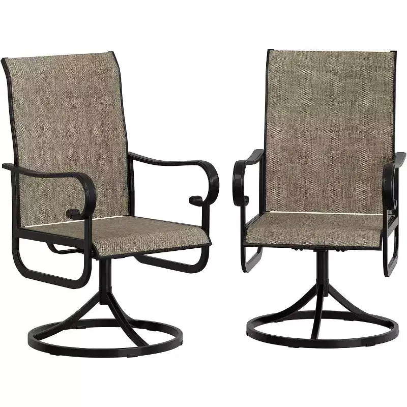 Lot de 2 chaises de patio pivotantes à 360°, fauteuils à bascule d'extérieur pour salle à manger, avec dossier haut pour terrasse, bord de piscine, pelouse, véranda ou jardin