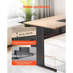 Bureau de direction en forme de L VEVOR, table de bureau moderne réversible avec tiroirs et armoire de rangement, capacité de charge de 159 kg, noir et marron