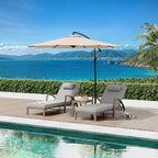 Chaises longues de jardin en rotin, transats de patio inclinables et réglables 5 positions, avec accoudoirs, coussins, oreillers et roulettes