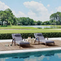 Rattan Outdoor Chaise Lounge Chairs, 5-Position Adjustable Reclining Patio Loungers, with Armrests, Cushions, Pillows & Rolling Wheels