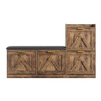 Meuble à chaussures avec banc, 4 tiroirs basculants et étagère supérieure ouverte, banc de rangement en bois, adapté pour l'entrée ou le salon, marron.