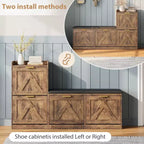 Meuble à chaussures avec banc, 4 tiroirs basculants et étagère supérieure ouverte, banc de rangement en bois, adapté pour l'entrée ou le salon, marron.