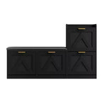 Meuble à chaussures avec banc, 4 tiroirs basculants et étagère supérieure ouverte, banc de rangement en bois, adapté pour l'entrée ou le salon, marron.