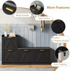 Meuble à chaussures avec banc, 4 tiroirs basculants et étagère supérieure ouverte, banc de rangement en bois, adapté pour l'entrée ou le salon, marron.