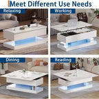 Table basse relevable de 120 cm, table de rangement moderne pour salon, salle à manger, bureau à domicile - 120 L*49 l*45 H cm