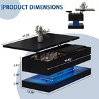 Table basse relevable de 120 cm, table de rangement moderne pour salon, salle à manger, bureau à domicile - 120 L*49 l*45 H cm