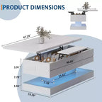 Table basse relevable de 120 cm, table de rangement moderne pour salon, salle à manger, bureau à domicile - 120 L*49 l*45 H cm