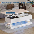 Table basse relevable de 120 cm, table de rangement moderne pour salon, salle à manger, bureau à domicile - 120 L*49 l*45 H cm