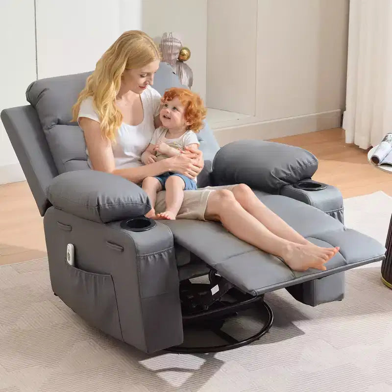 Fauteuil inclinable pivotant et berçant avec massage et chauffage