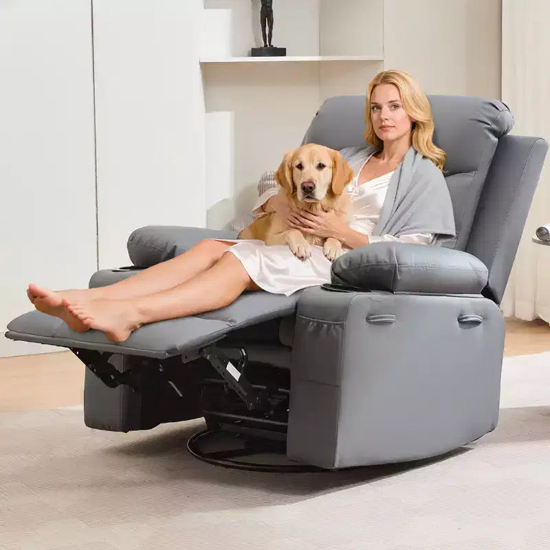 Fauteuil inclinable pivotant et berçant avec massage et chauffage
