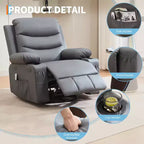Fauteuil inclinable pivotant et berçant avec massage et chauffage
