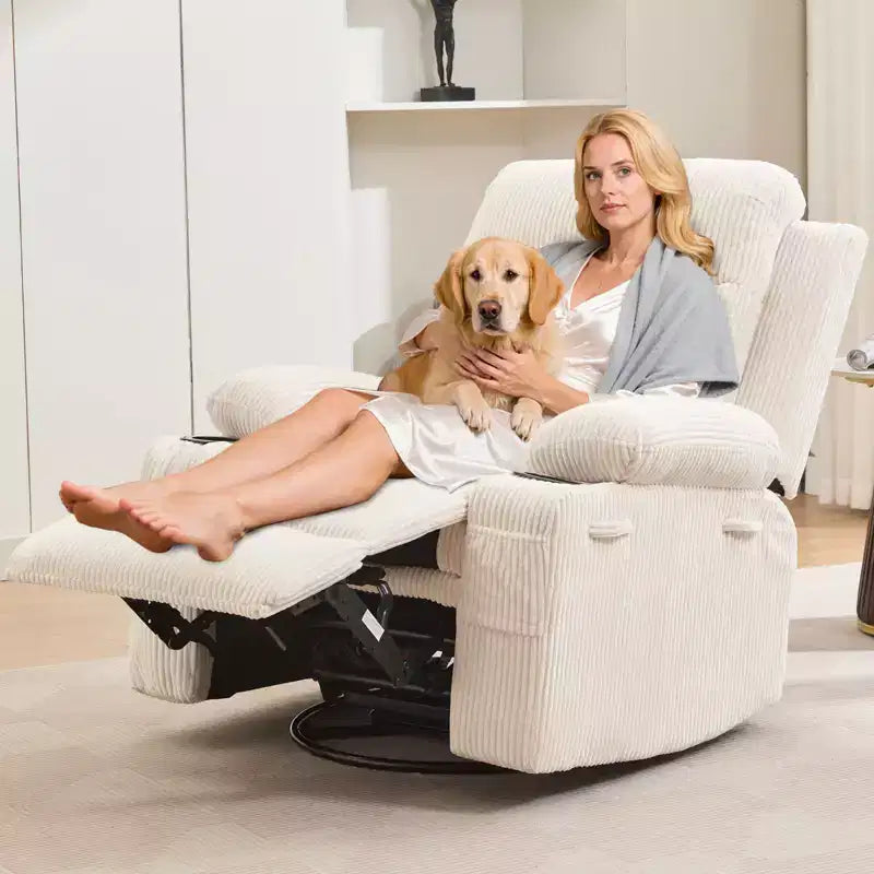 Fauteuil inclinable pivotant et berçant avec massage et chauffage