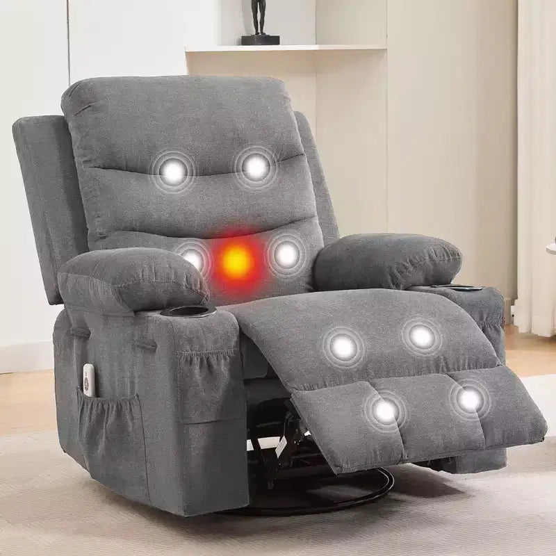 Fauteuil inclinable pivotant et berçant avec massage et chauffage