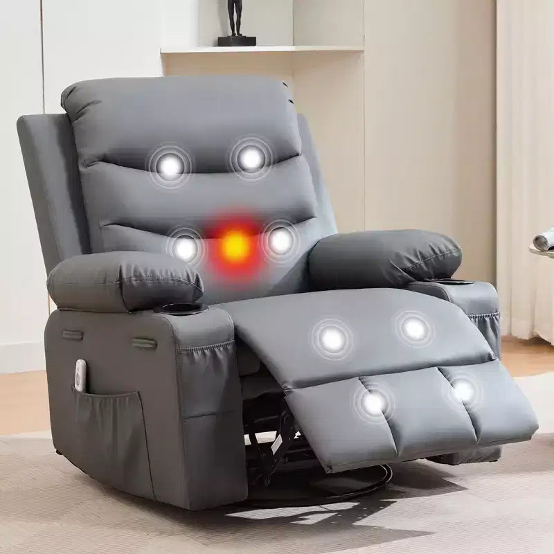 Fauteuil inclinable pivotant et berçant avec massage et chauffage