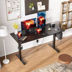 Sit to Stand Electric Standing Desk 55 Inch Black Height Adjustable Computer Table Memory Presets Storage Bag Ergonomic Home Office PC Gaming Desk