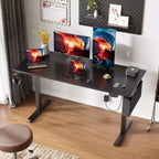 Bureau électrique assis-debout 140 cm noir, hauteur réglable, préréglages de mémoire, sac de rangement, bureau ergonomique pour la maison, le bureau et le jeu sur PC