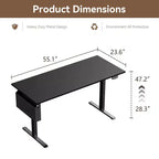 Bureau électrique assis-debout 140 cm noir, hauteur réglable, préréglages de mémoire, sac de rangement, bureau ergonomique pour la maison, le bureau et le jeu sur PC
