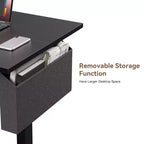 Bureau électrique assis-debout 140 cm noir, hauteur réglable, préréglages de mémoire, sac de rangement, bureau ergonomique pour la maison, le bureau et le jeu sur PC