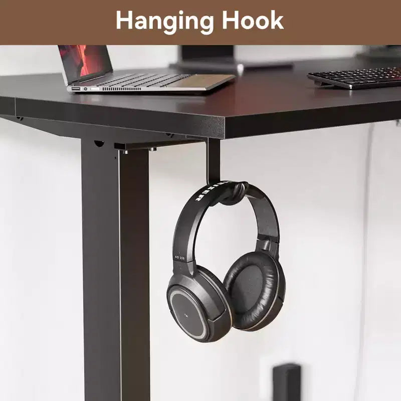 Bureau électrique assis-debout 140 cm noir, hauteur réglable, préréglages de mémoire, sac de rangement, bureau ergonomique pour la maison, le bureau et le jeu sur PC