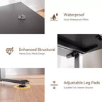 Bureau électrique assis-debout 140 cm noir, hauteur réglable, préréglages de mémoire, sac de rangement, bureau ergonomique pour la maison, le bureau et le jeu sur PC