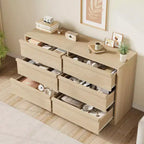 Commode 6 tiroirs de 120 cm de large en chêne naturel – Grande commode en bois pour chambre à coucher, chambre d'enfant et entrée