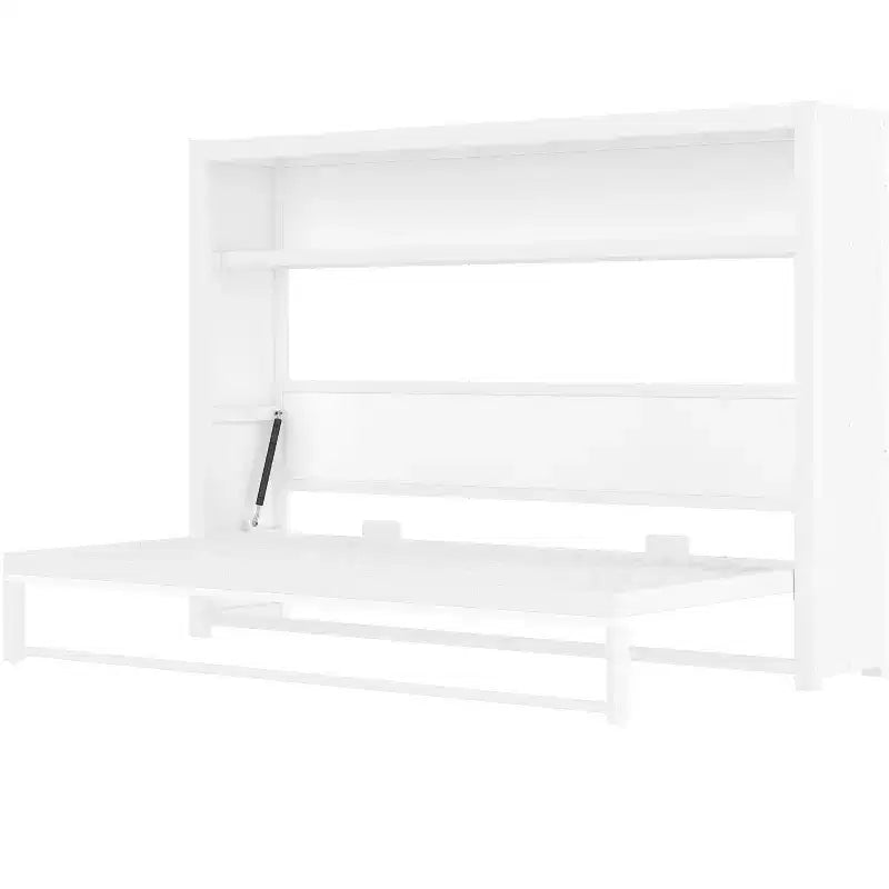 Lit escamotable double avec étagères, lit mural en métal avec design pliable pour petits espaces