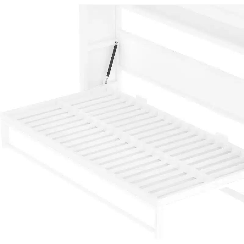 Lit escamotable double avec étagères, lit mural en métal avec design pliable pour petits espaces