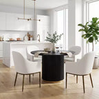 Christopher Knight Home Dorian Ensemble de 5 chaises de salle à manger industrielles rembourrées avec table de salle à manger ronde à pied central