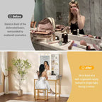 Makeup Vanity Desk with LED Mirror and Charging Station, Dressing Table with 3 Light Modes, Storage Drawers, Shelves and Stool for Bedroom, White