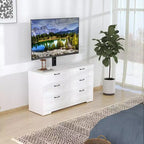 Meuble TV Acekool 6 tiroirs avec supports de stabilité, meuble média moderne en MDF, centre de divertissement pour salon