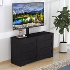 Meuble TV Acekool 6 tiroirs avec supports de stabilité, meuble média moderne en MDF, centre de divertissement pour salon