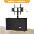 Meuble TV Acekool 6 tiroirs avec supports de stabilité, meuble média moderne en MDF, centre de divertissement pour salon