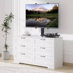 Meuble TV Acekool 6 tiroirs avec supports de stabilité, meuble média moderne en MDF, centre de divertissement pour salon