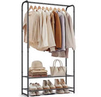 Wardrobe Closet,Portable Clothes Rack with 4 Tiers Shelves,Freestanding Steel Clothing Rack Suitable for Cloakrooms,Bedrooms,Entrances,etc.Black
