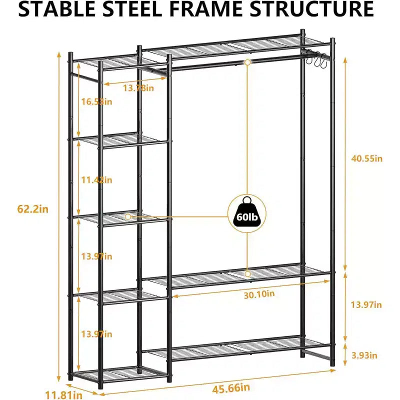 Armoire de rangement, portante, avec 4 étagères, en acier, convient pour les vestiaires, les chambres, les entrées, etc. Noir