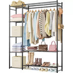 Armoire de rangement, portante, avec 4 étagères, en acier, convient pour les vestiaires, les chambres, les entrées, etc. Noir