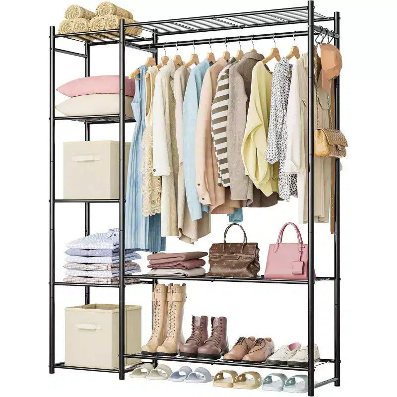 Armoire de rangement, portante, avec 4 étagères, en acier, convient pour les vestiaires, les chambres, les entrées, etc. Noir