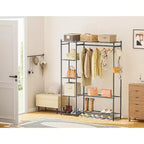Armoire de rangement, portante, avec 4 étagères, en acier, convient pour les vestiaires, les chambres, les entrées, etc. Noir