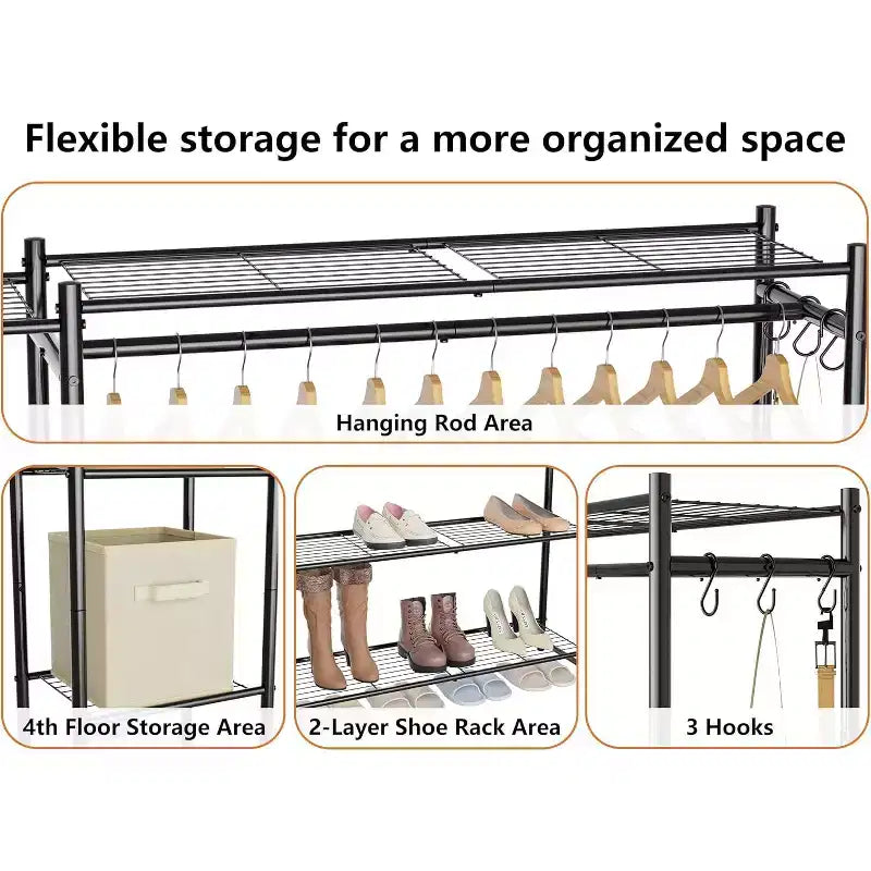 Armoire de rangement, portante, avec 4 étagères, en acier, convient pour les vestiaires, les chambres, les entrées, etc. Noir