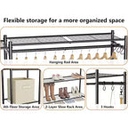 Armoire de rangement, portante, avec 4 étagères, en acier, convient pour les vestiaires, les chambres, les entrées, etc. Noir