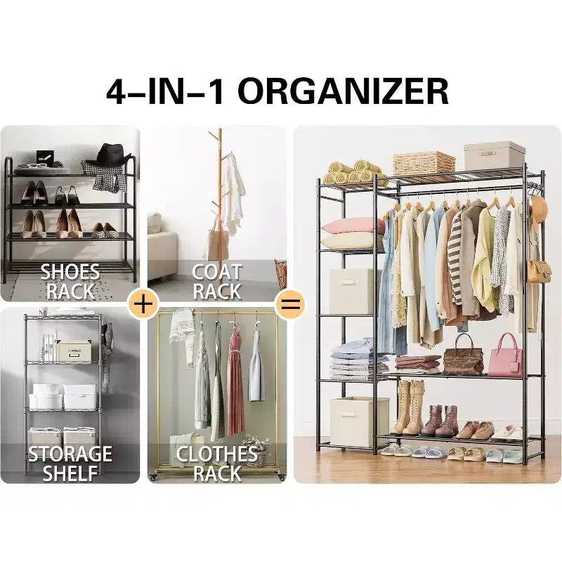 Armoire de rangement, portante, avec 4 étagères, en acier, convient pour les vestiaires, les chambres, les entrées, etc. Noir