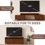 Meuble TV extensible ATJafurn 62,9-98,4 marron, console multimédia en bois pour salon, meuble de divertissement moderne du milieu du siècle avec rangement