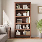 Bibliothèque de style ferme avec étagères réglables et largeur de 80 cm, bibliothèque haute à 5 niveaux avec pieds en bois, étagère à livres rustique vintage pour salon et bureau
