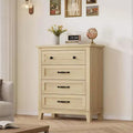 4 Dresser for Bedroom, 34.8 Tall Vertical Drawer Dresser with Large Storage, Freestanding Wooden Closet Chest for Bedroom, Living Room