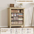 Commode à 4 tiroirs pour chambre à coucher, commode verticale de 88,4 cm de hauteur avec grand espace de rangement, commode en bois autoportante pour chambre à coucher, salon