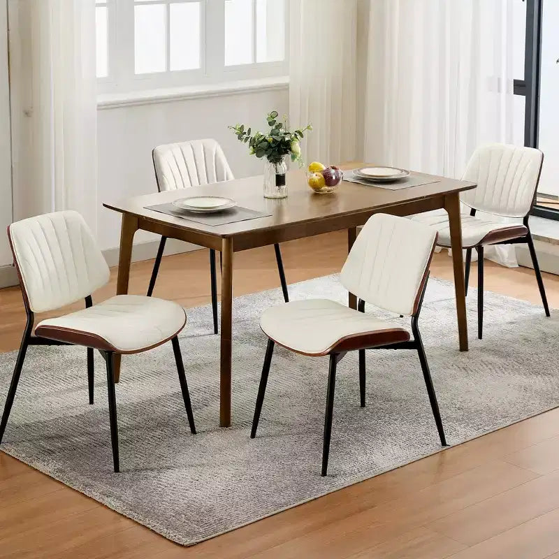 Lot de 2 chaises de salle à manger Acekool en cuir PU, dossier coque, chaises d'appoint style Mid-Century pour salle à manger ou cuisine